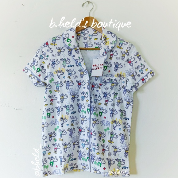 Roller Rabbit LA Monkey Polo Pajamas in White Size Small S Brand New NWT - Picture 2 of 13
